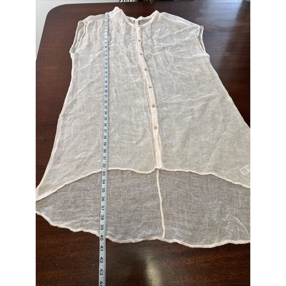 Eileen Fisher Organic Linen Blend Mesh Sheer Cardigan Sz XL Lagenlook Layering - Picture 5 of 7